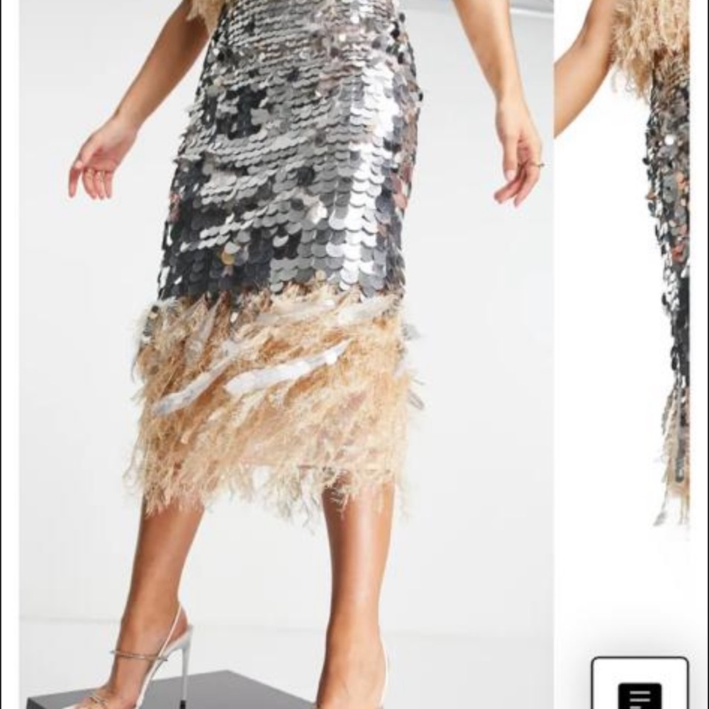 Asos sequin fringe midi skirt